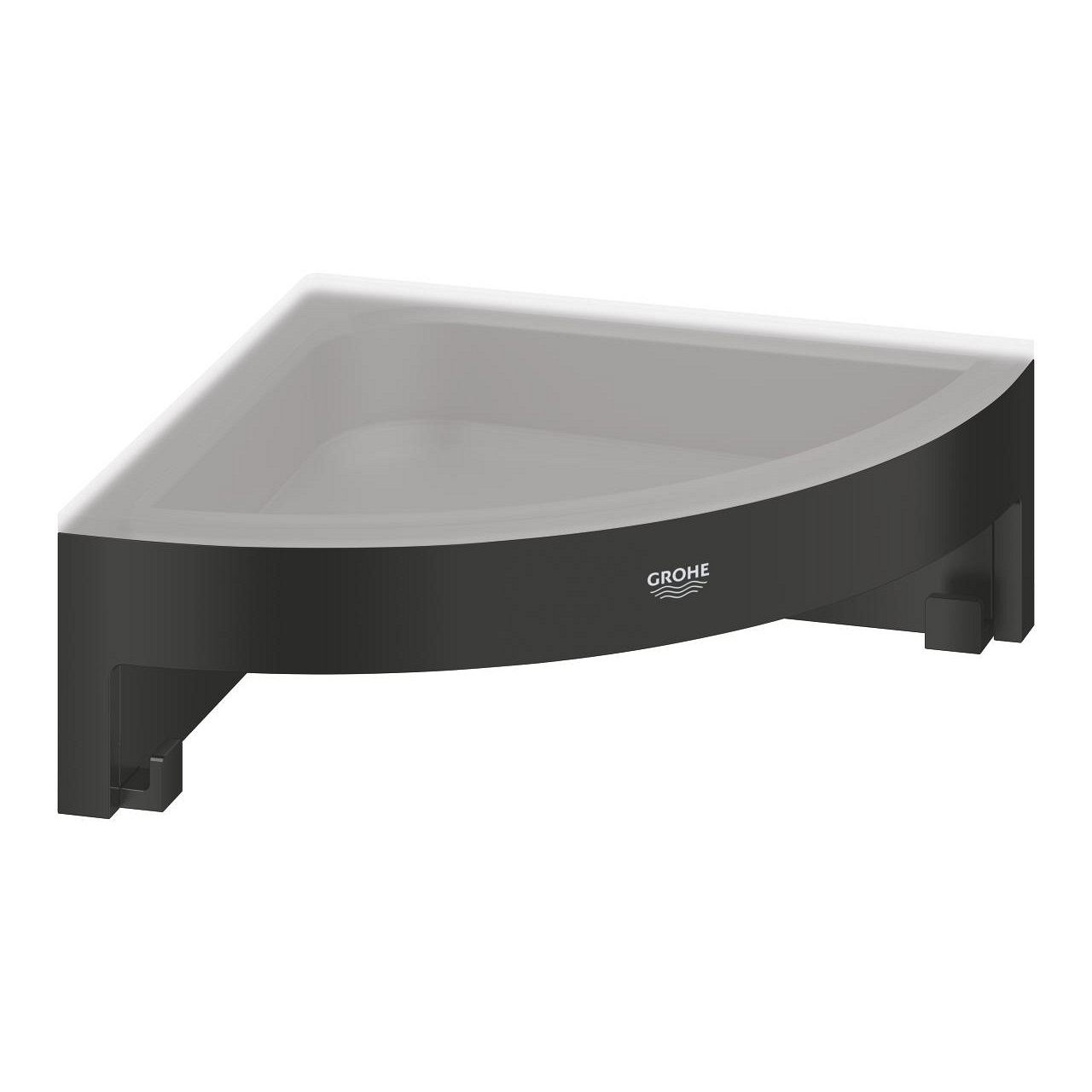 GROHE Start Cube QuickFix - Mensola angolare da bagno in metallo e plastica, 160 mm, nero opaco, facile montaggio con QuickGlue