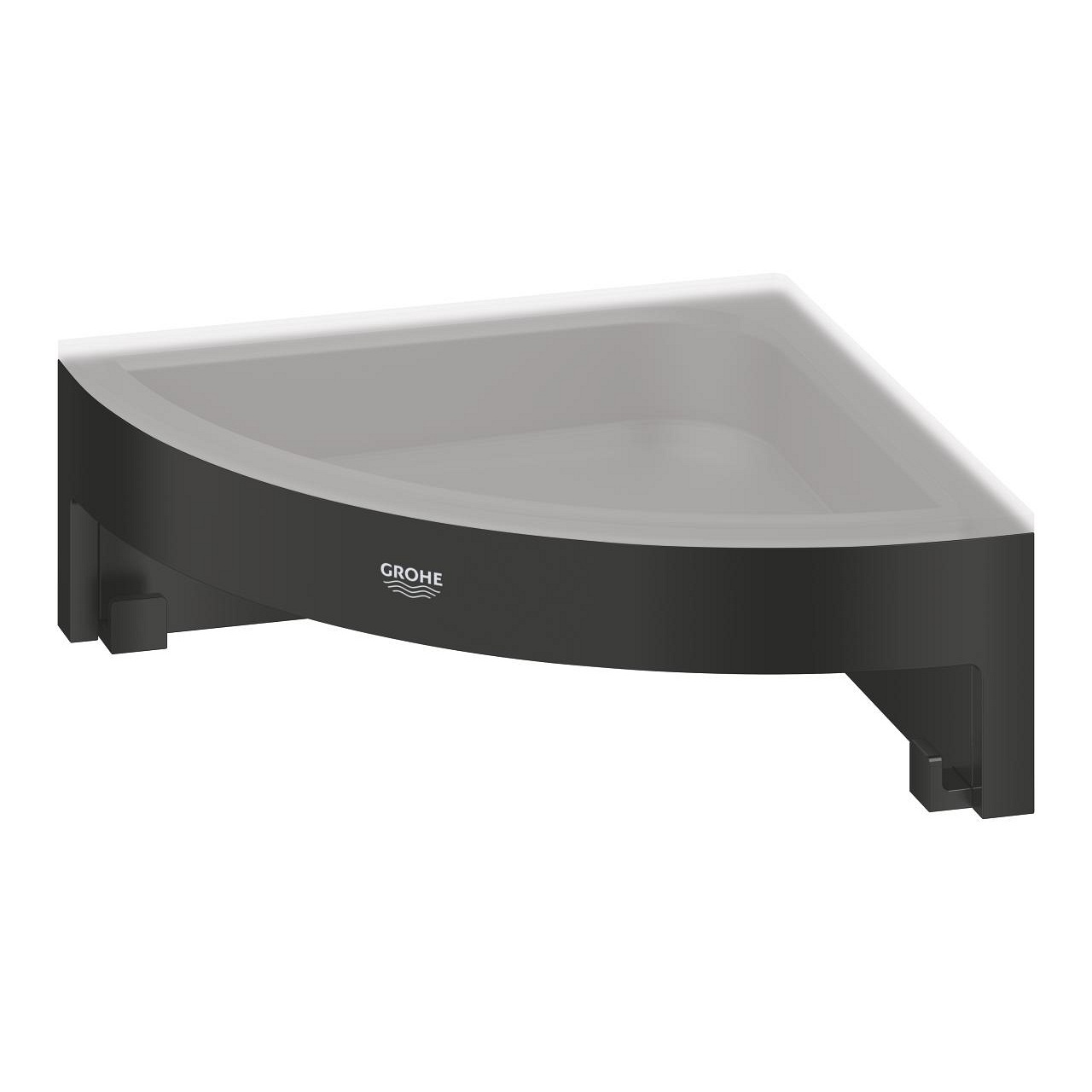 GROHE Start Cube QuickFix - Mensola angolare da bagno in metallo e plastica, 160 mm, nero opaco, facile montaggio con QuickGlue