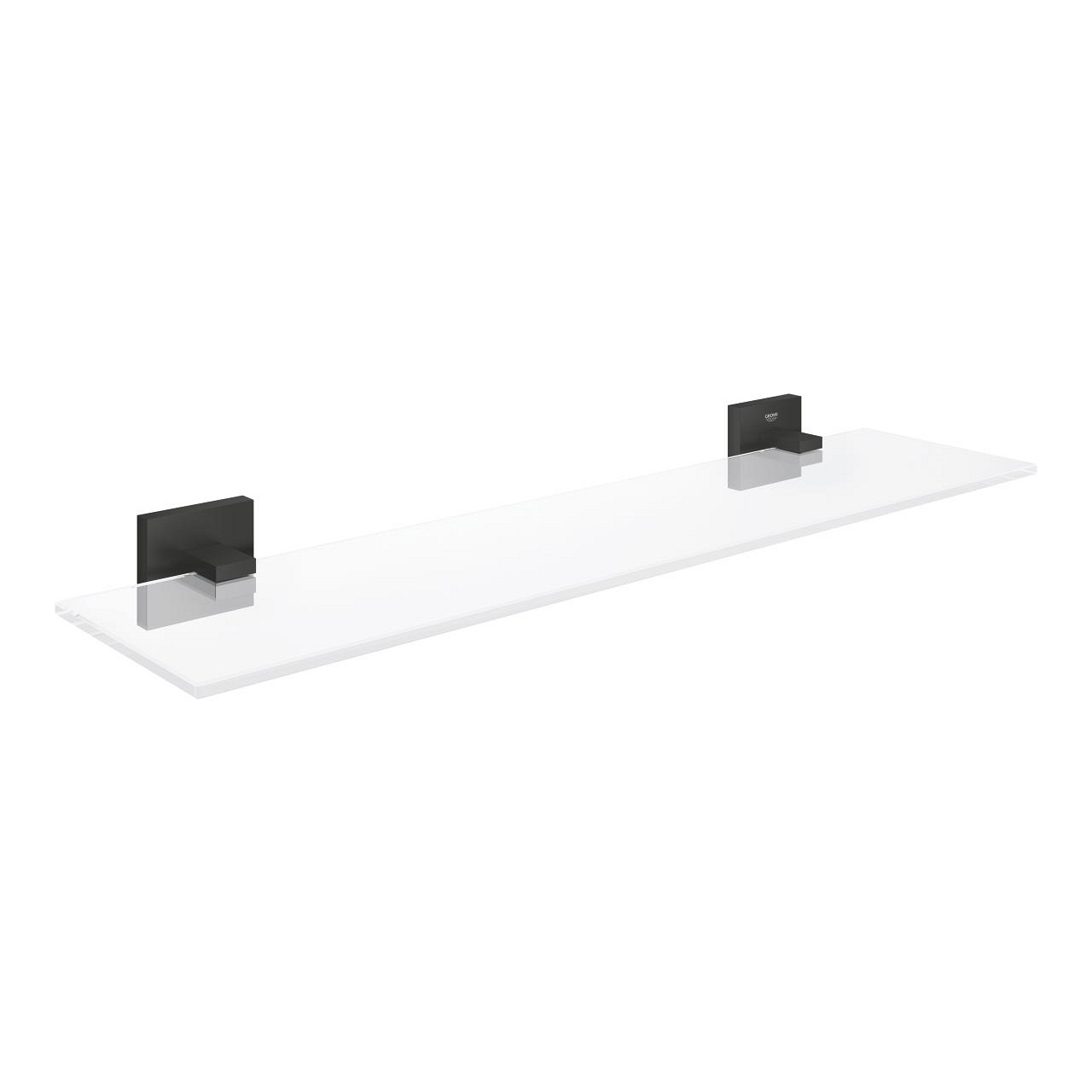 GROHE Ripiano in vetro Start Cube QuickFix 530 mm con supporti nero opaco, montaggio a parete, fissaggio nascosto, capacità di carico 5 kg