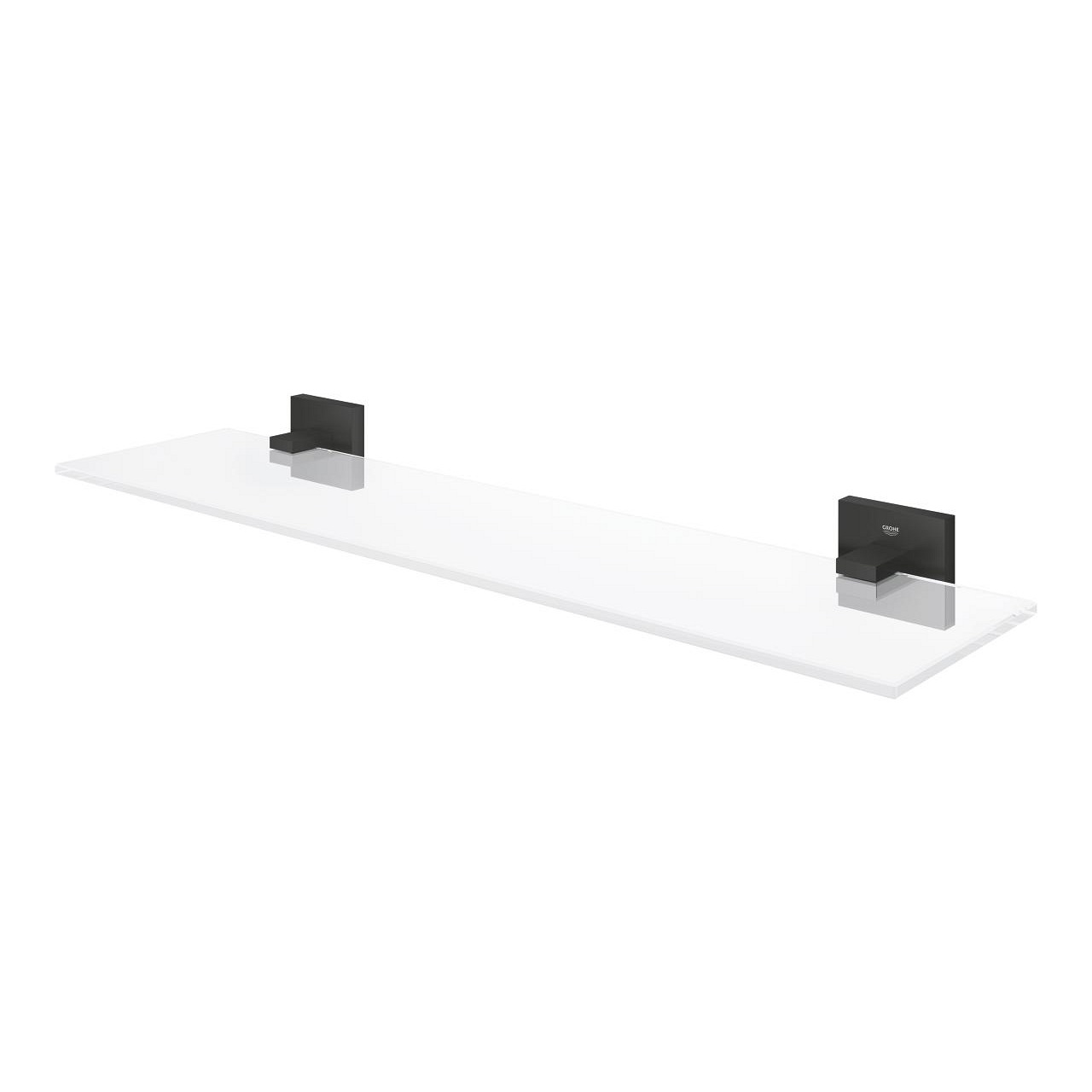 GROHE Ripiano in vetro Start Cube QuickFix 530 mm con supporti nero opaco, montaggio a parete, fissaggio nascosto, capacità di carico 5 kg