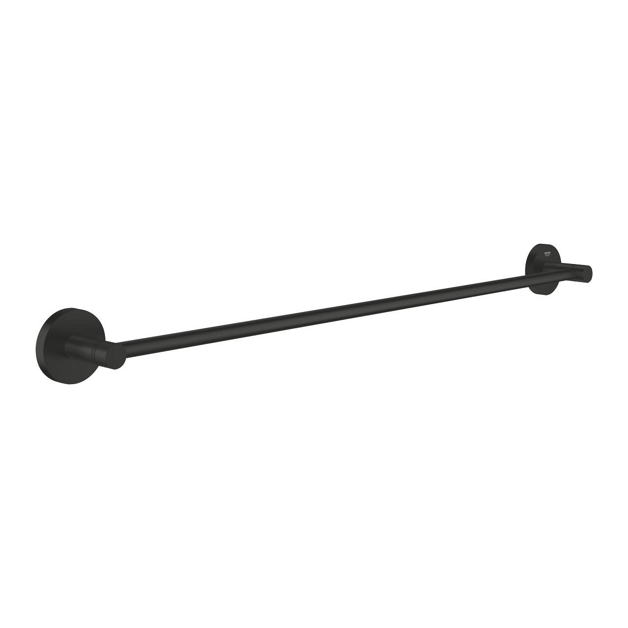 GROHE Porta Asciugamani Start QuickFix in Metallo, Finitura Nero Opaco, 654 mm, Fissaggio Nascosto, Viti e Tasselli Inclusi