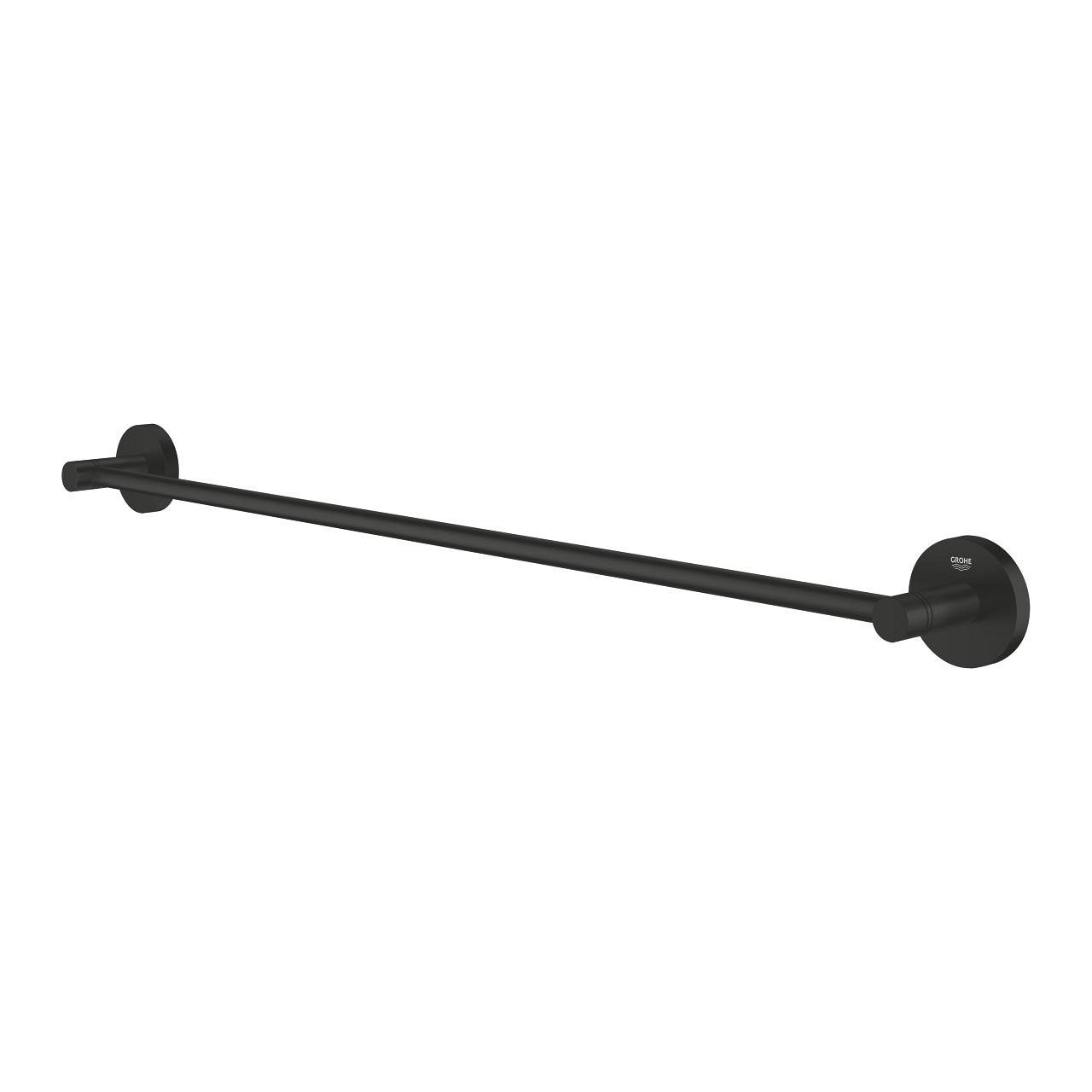 GROHE Porta Asciugamani Start QuickFix in Metallo, Finitura Nero Opaco, 654 mm, Fissaggio Nascosto, Viti e Tasselli Inclusi