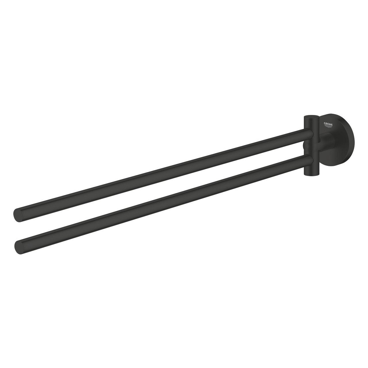 GROHE Start Porta Asciugamani Metallo 439 mm, Fissaggio Nascosto, 2 Bracci Orientabili, Nero Opaco, Rivestimento Grohe Long-Life