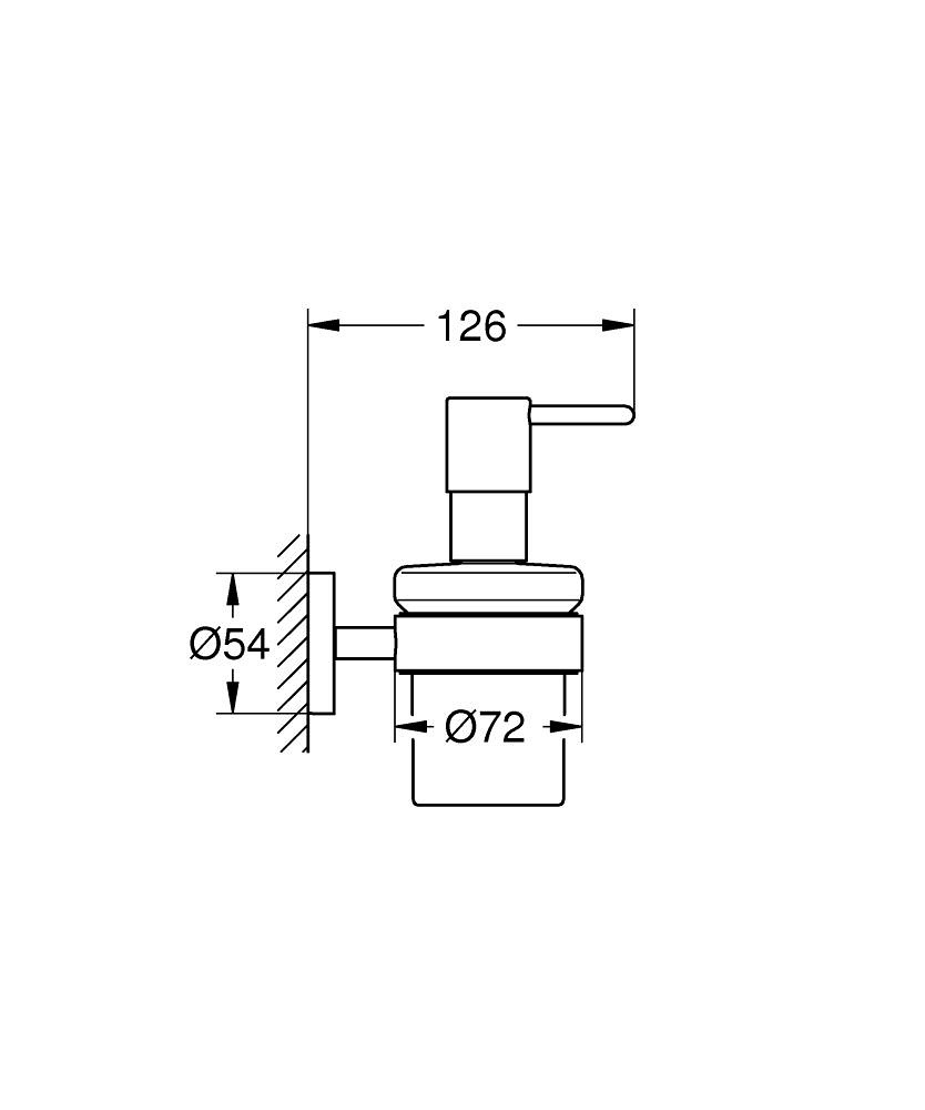 GROHE Start QuickFix Dispenser di Sapone Nero Opaco in Metallo e Vetro, Capacità 160 ml, Fissaggio a Parete Facile con QuickGlue