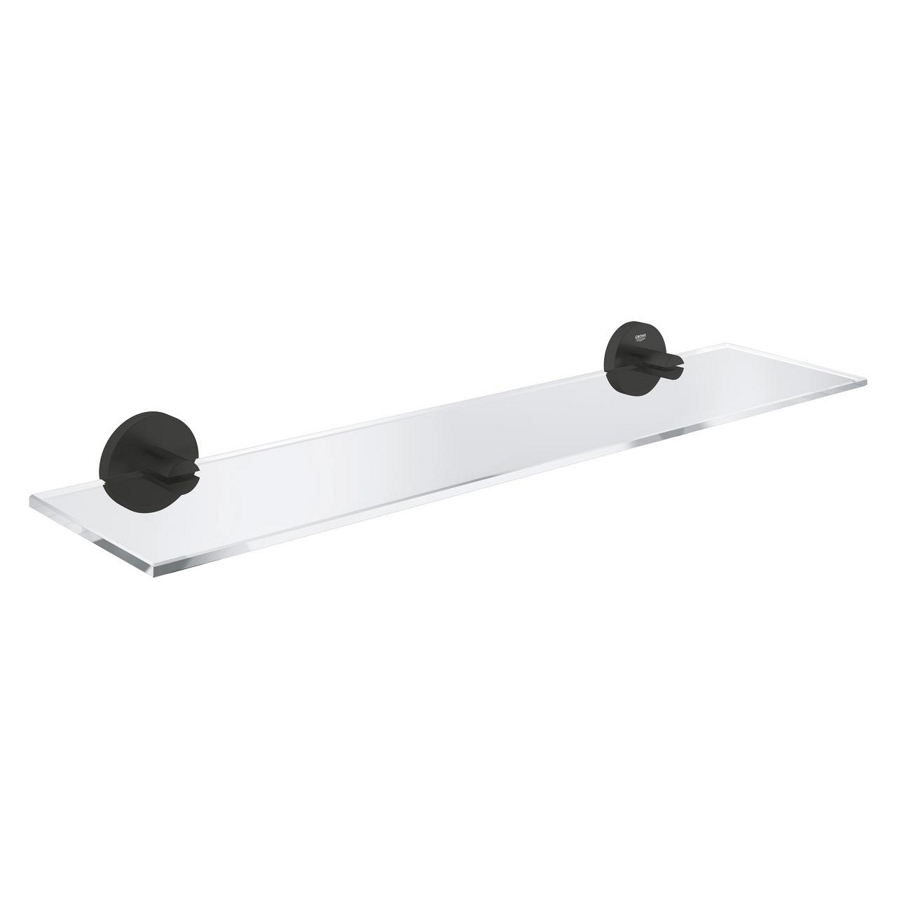 GROHE Start Mensola a Muro in Vetro e Metallo 530 mm con Supporti Neri Opachi, Fissaggio Nascosto, Carico Massimo 5 kg