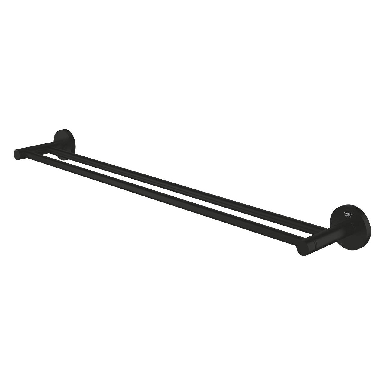 GROHE Start Porta Asciugamani Doppio in Metallo, Fissaggio Nascosto, 654 mm, Nero Opaco