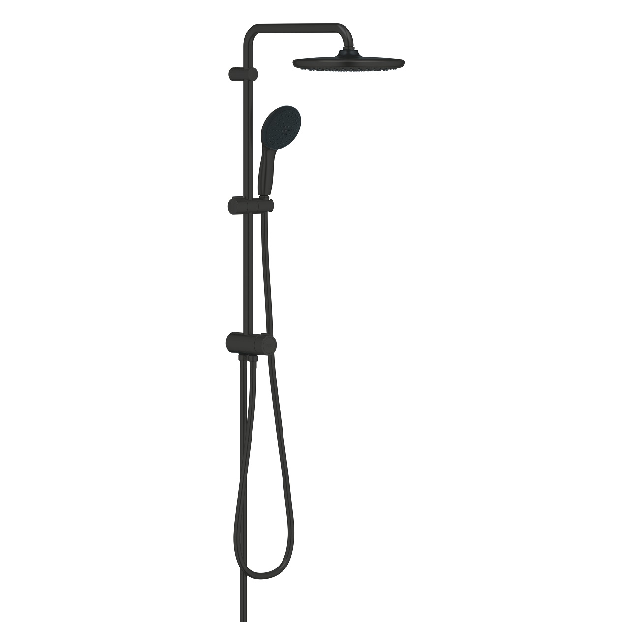 GROHE Vitalio Start System 250 Colonna Doccia con Deviatore Nero Opaco - Soffione da 25 cm e Doccetta da 11 cm, Braccio Girevole 390 mm
