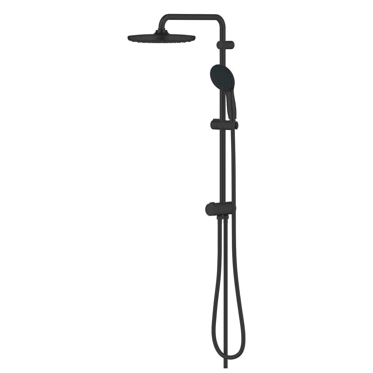 GROHE Vitalio Start System 250 Colonna Doccia con Deviatore Nero Opaco - Soffione da 25 cm e Doccetta da 11 cm, Braccio Girevole 390 mm