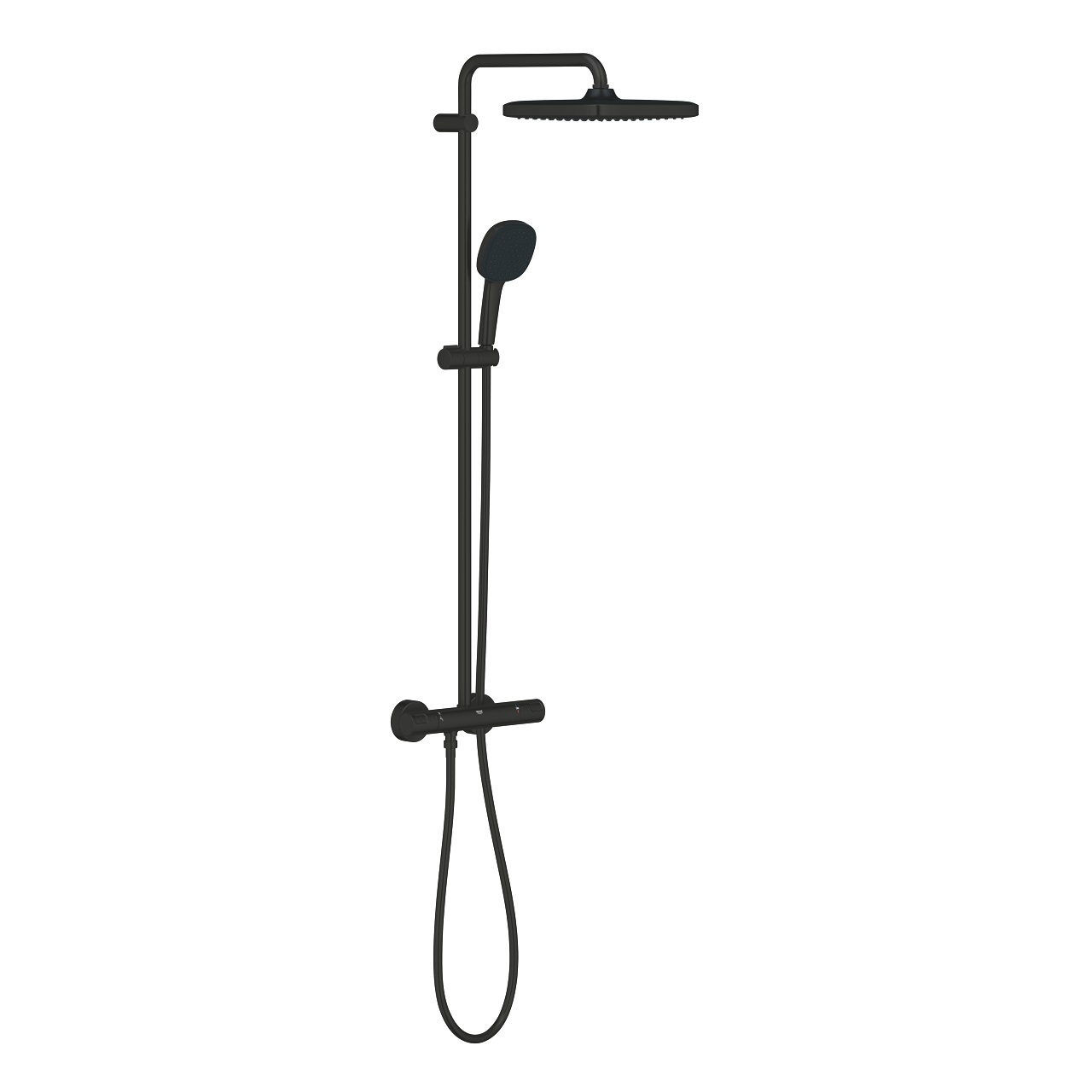 GROHE Vitalio Comfort 250 Sistema Doccia Termostatico Nero Opaco con Soffione da 25 cm e Manopola a 2 Getti