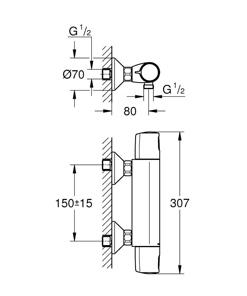 GROHE Precision Trend Miscelatore Termostatico per Doccia Nero Opaco con Sicurezza Antiscottature e Risparmio Idrico