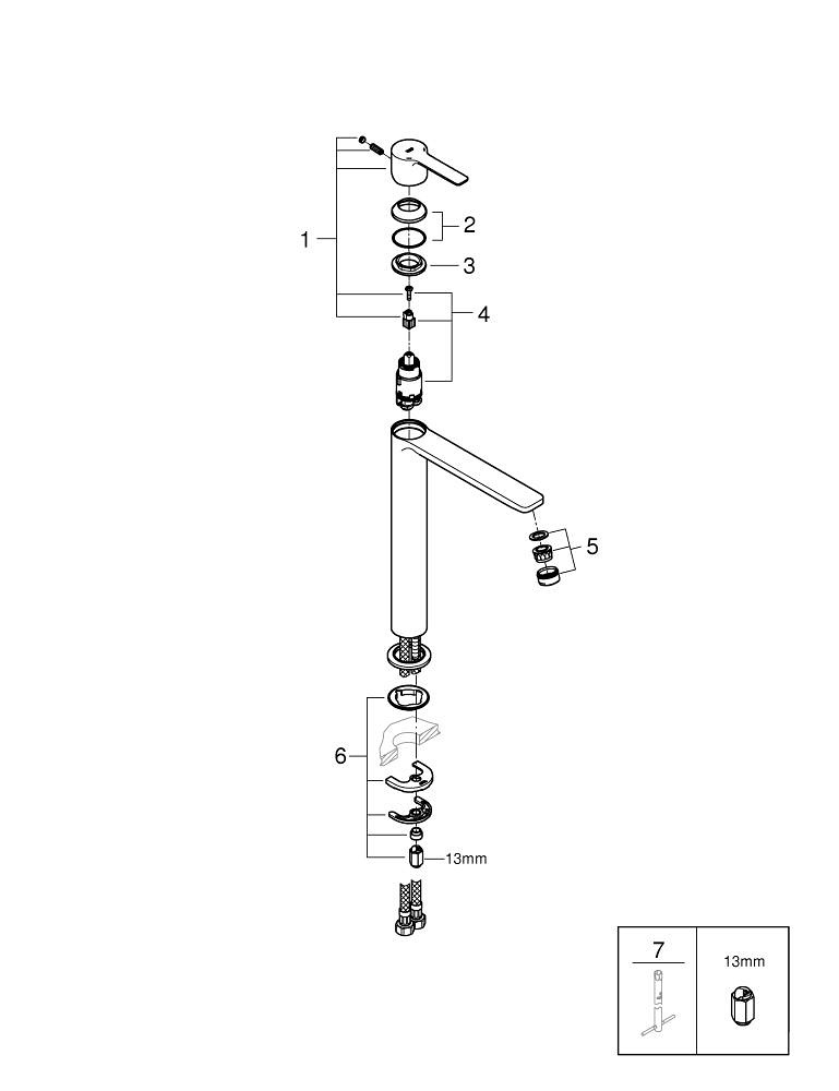 GROHE Miscelatore Lavabo Alto Lineare 234052431 XL Nero Opaco - Monocomando, Antimpronta, Installazione Facile
