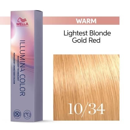 Wella Professionals Illumina Color Tintura 10/34 Biondo Super Chiaro Rame Dorato 60 ml - A lunga durata e effetto Shine
