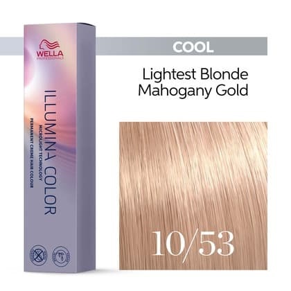 Wella Professionals Illumina Color Tintura 10/53 Biondo Super Chiaro Mogano Dorato 60 ml - A lunga durata e effetto Shine