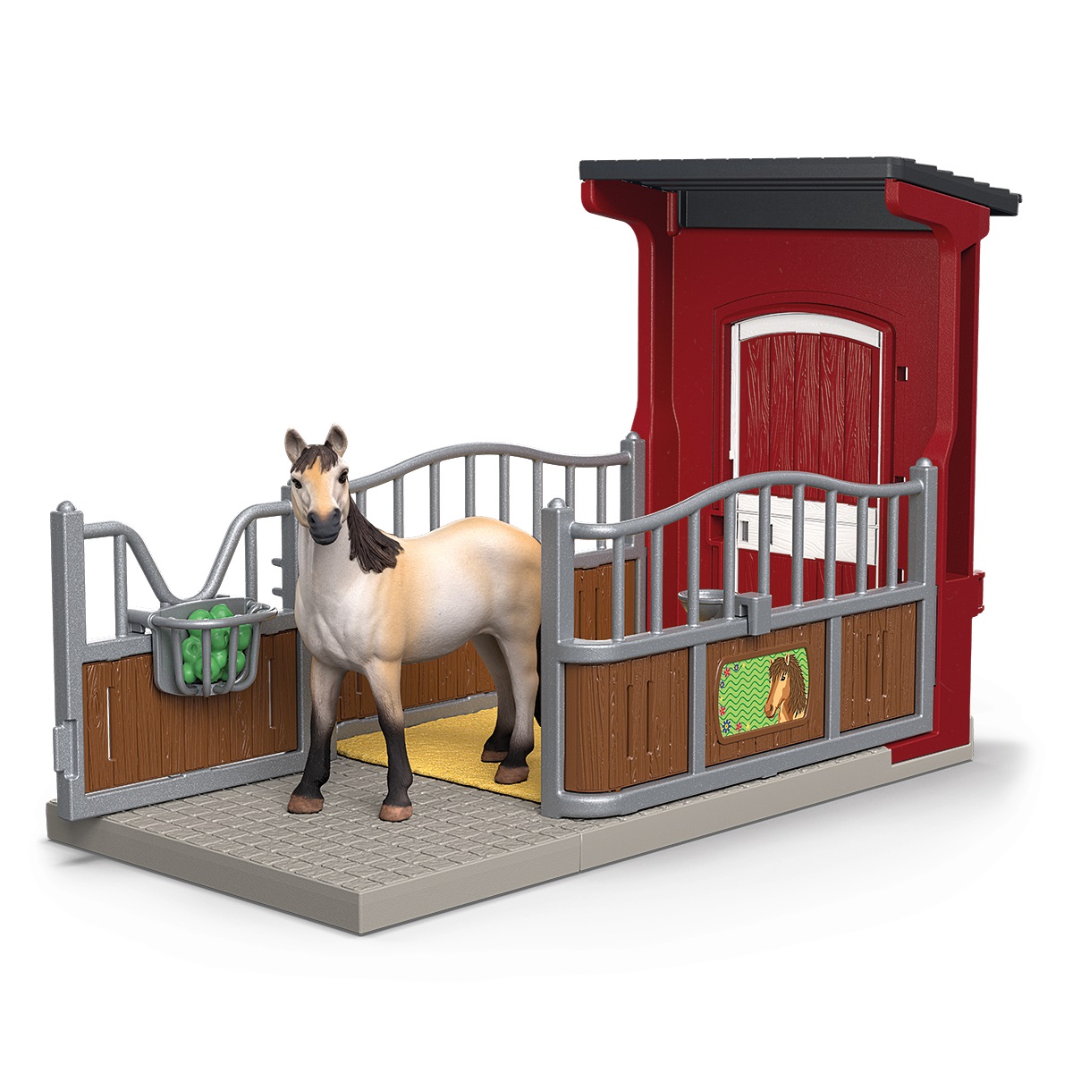 Schleich 42724 Box per Ponis con Yegua Mustang - Playset Farm World, 19 Pezzi, da 3 Anni