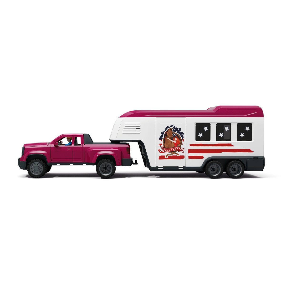 Schleich Camion Lakeside con rimorchio 42705 - Set da 119 Pezzi con Cavalli, Box, Hannah e Accessori per Bambini dai 5 Anni