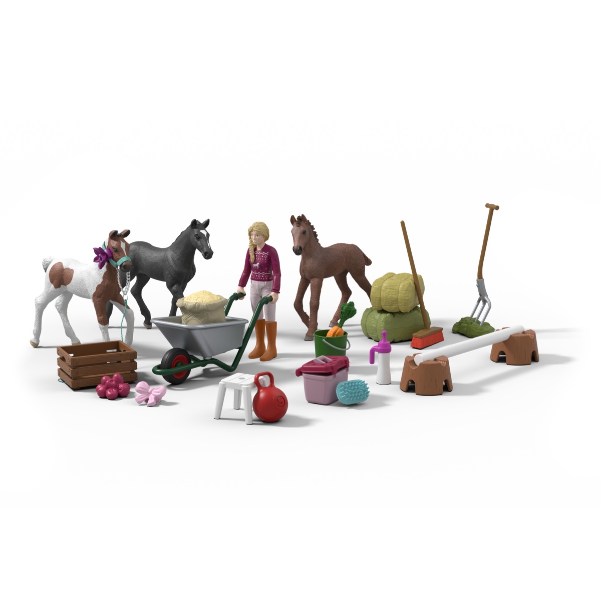 Schleich Calendario dell'Avvento HORSE CLUB 2025 - 34 pezzi con 3 puledri esclusivi e accessori, regalo per bambini dai 5 anni