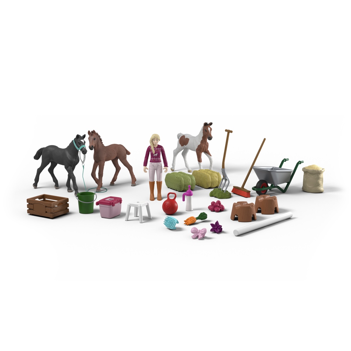Schleich Calendario dell'Avvento HORSE CLUB 2025 - 34 pezzi con 3 puledri esclusivi e accessori, regalo per bambini dai 5 anni
