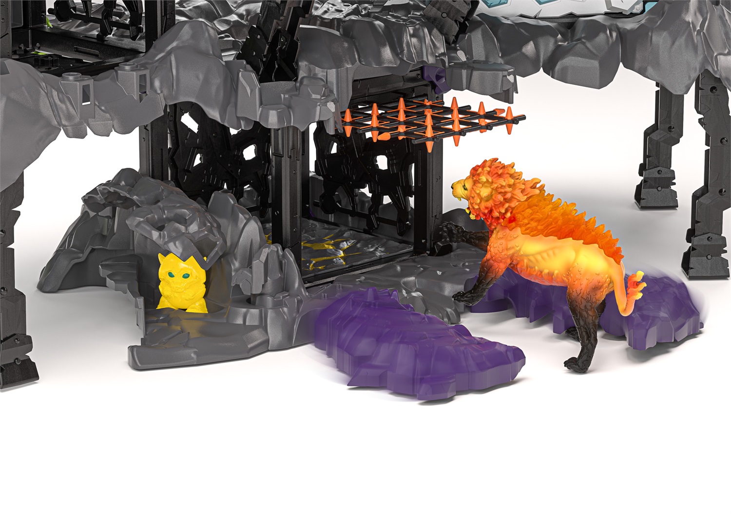 schleich ELDRADOR Creatures MasterCave Smashrador 42757 - Set con 4 BattleCave, 4 Mini Creatures, Robot, Leone di Lava e Super Cristallo, 119 Pezzi, dai 6 Anni