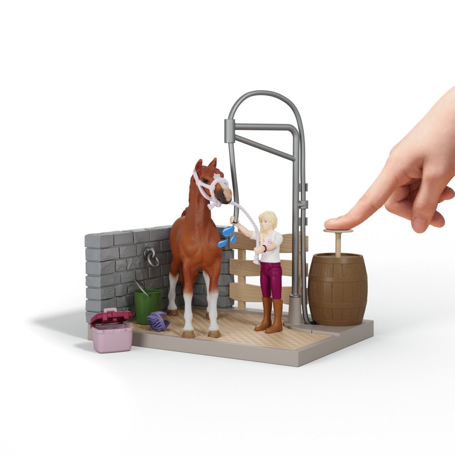 SCHLEICH HORSE CLUB | Lavaggio cavalli di Sofia 42792 - Playset con acqua vera, pompa, cavallo e personaggio snodato