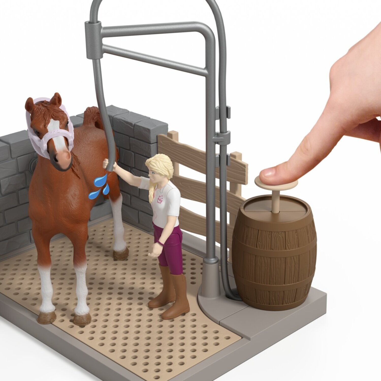 SCHLEICH HORSE CLUB | Lavaggio cavalli di Sofia 42792 - Playset con acqua vera, pompa, cavallo e personaggio snodato
