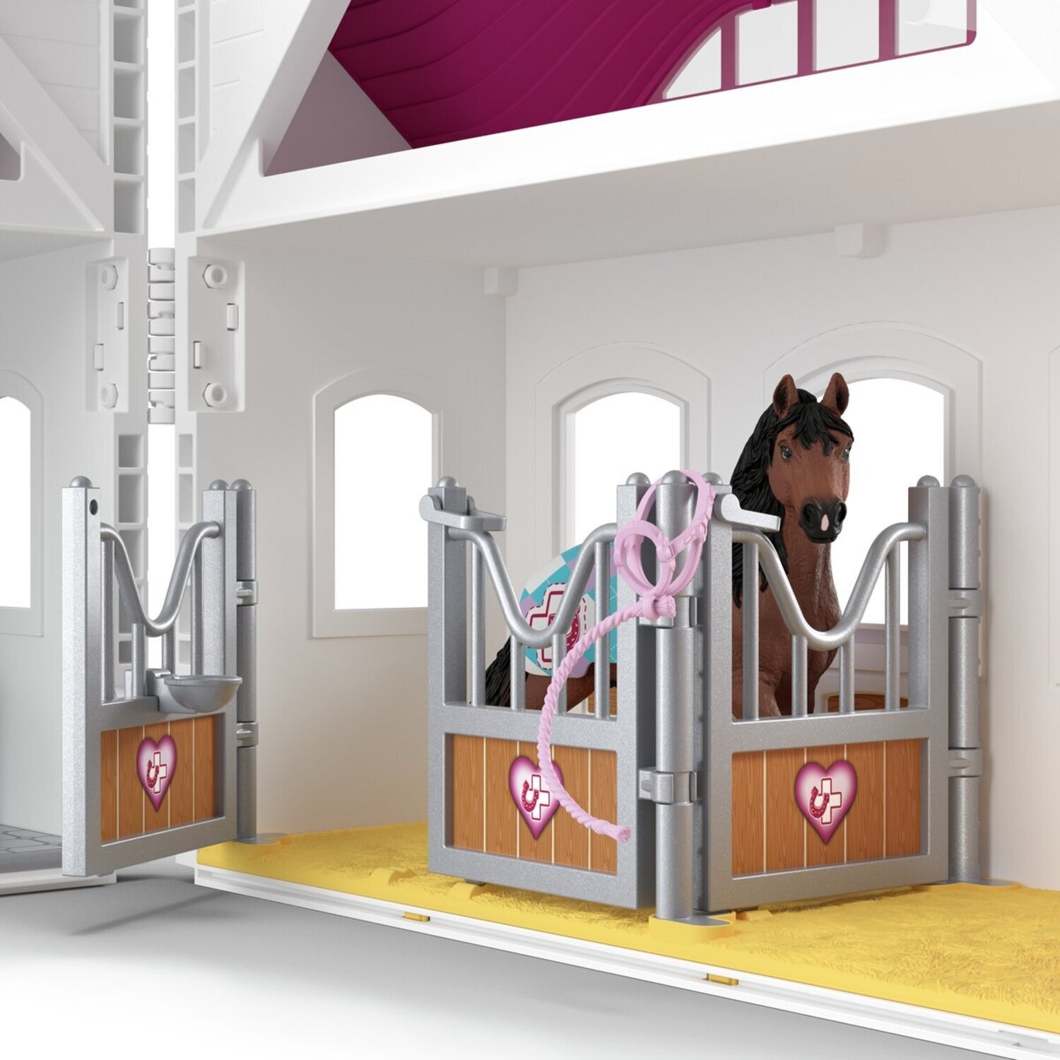Schleich Clinica per cavalli Zoccoli Curativi 42787 - Set con box, raggi X, veterinaria snodabile e 64 accessori per bambini dai 4 anni