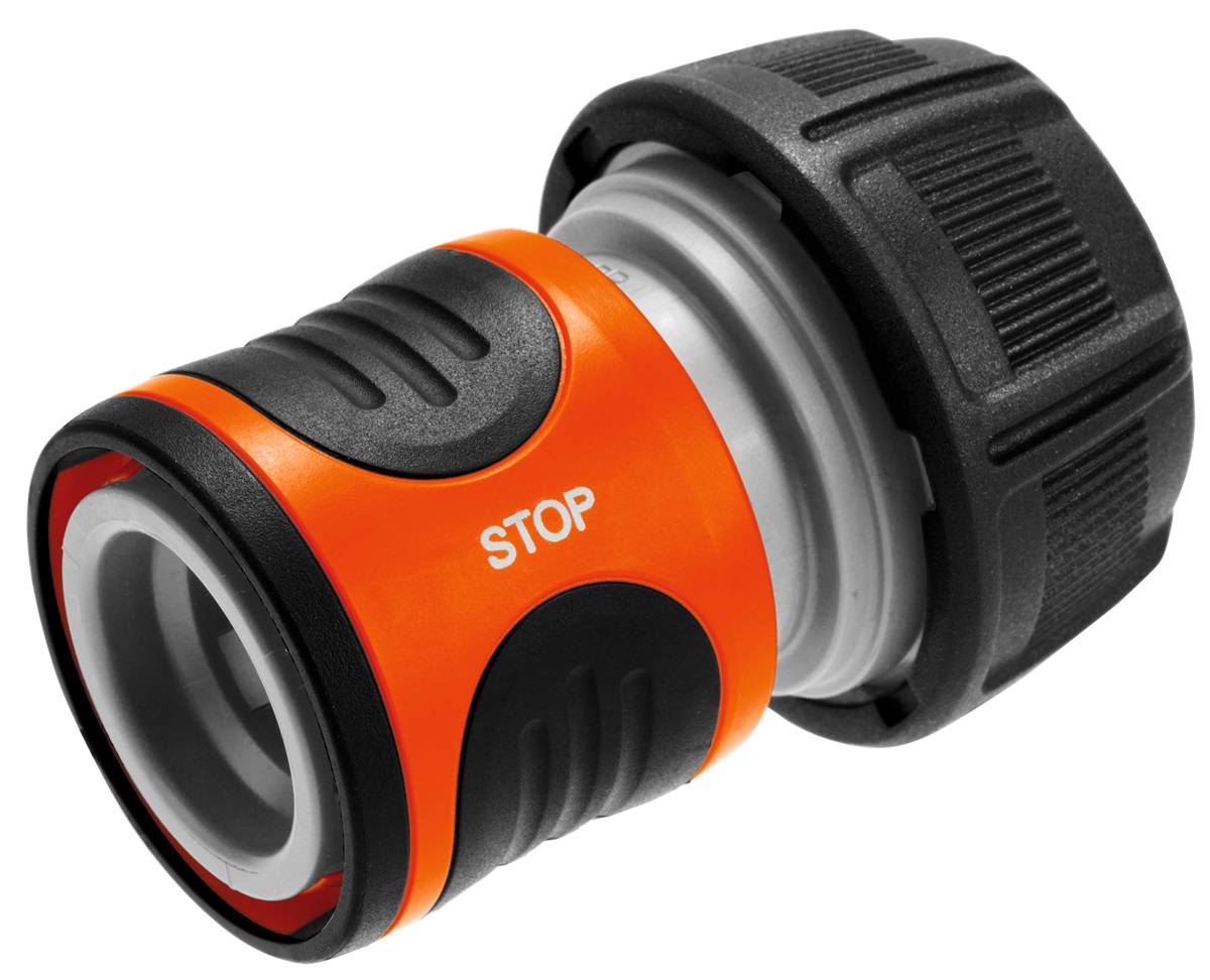 GARDENA Raccordo Acqua-Stop 18214-20, 19 mm (3/4 pollice), Raccordo ad Innesto Rapido con Arresto Automatico del Flusso d'Acqua