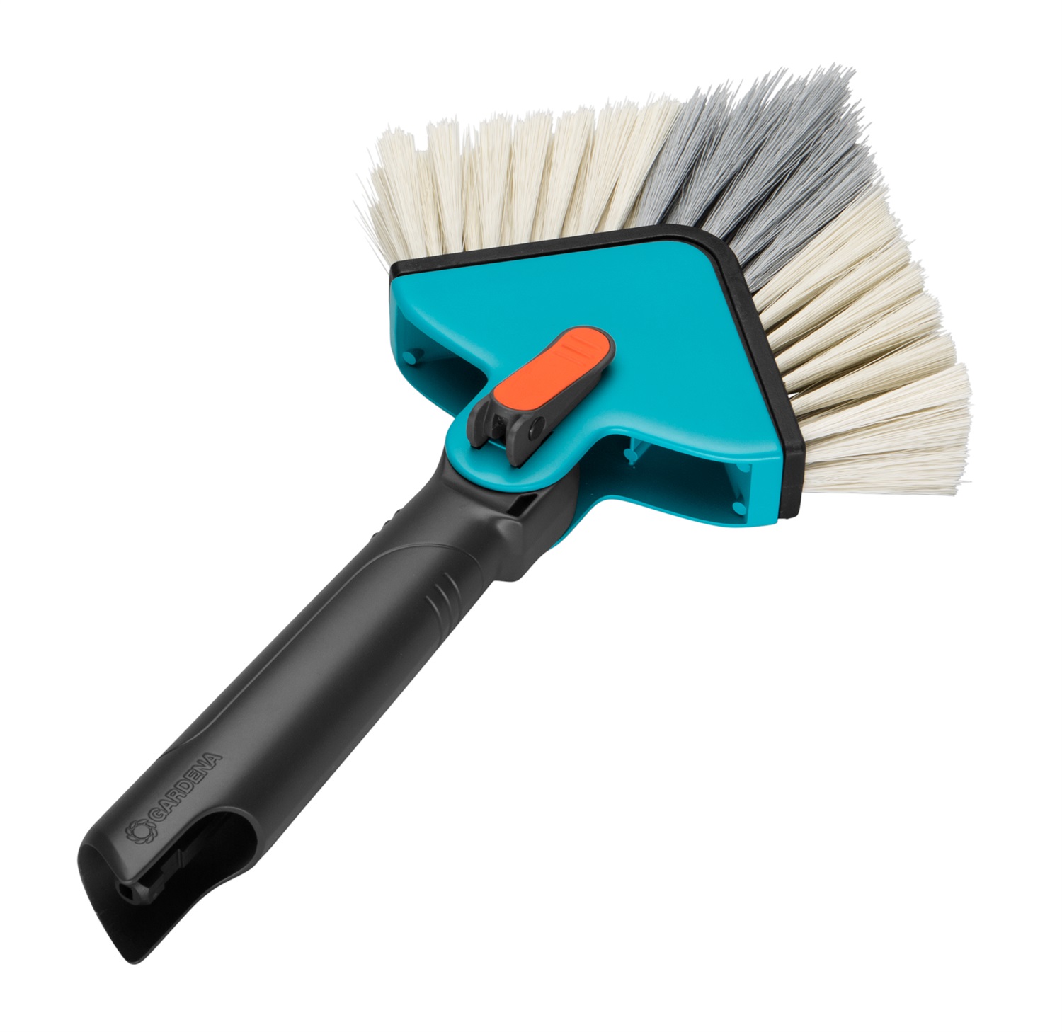 Gardena Spazzola Ad Angolo Combisystem 3634-20 - Setola Rigida, Colori Nero, Blu, Arancione, Regolabile per Angoli Stretti