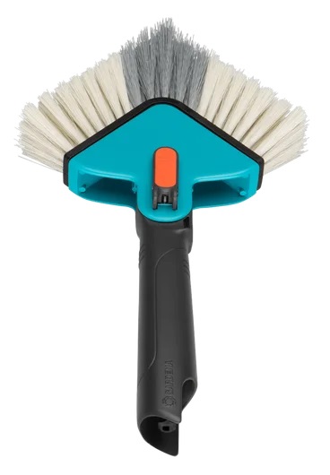 Gardena Spazzola Ad Angolo Combisystem 3634-20 - Setola Rigida, Colori Nero, Blu, Arancione, Regolabile per Angoli Stretti