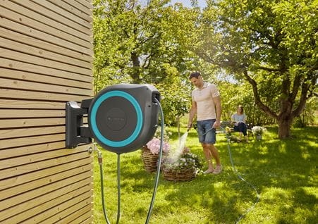 Gardena Avvolgitubo a Parete RollUp XL Automatico 35m con Lancia e Raccordi, Turchese