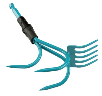 GARDENA Sarchiatore-Rastrello combisystem 2 in 1, Nero Turchese, One Size - Attrezzo da Giardino Multifunzionale per Rastrellare e Rimuovere Erbacce