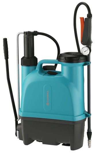 GARDENA Spruzzatore a Zaino 12L Plus - Irroratore a Pressione con Manometro per Giardini e Frutteti