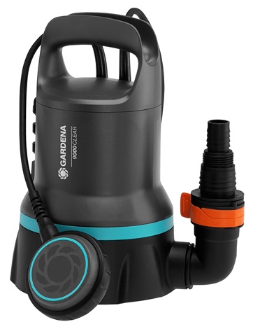 GARDENA Pompa sommersa acqua pulita 9030-20, 300 W, portata 9000 l/h, aspirazione piatta a 2 mm, interruttore flottante