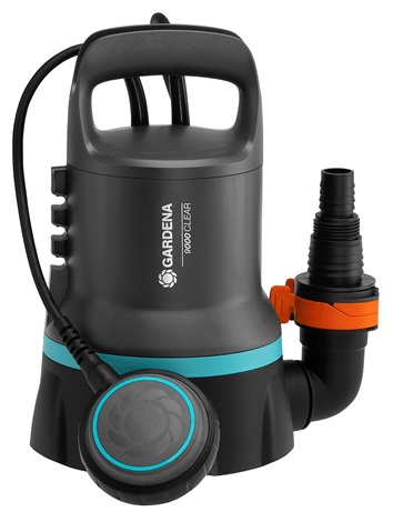 GARDENA Pompa sommersa acqua pulita 9030-20, 300 W, portata 9000 l/h, aspirazione piatta a 2 mm, interruttore flottante