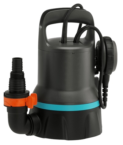 GARDENA Pompa sommersa acqua pulita 9030-20, 300 W, portata 9000 l/h, aspirazione piatta a 2 mm, interruttore flottante