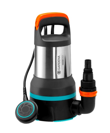 GARDENA Pompa Sommergibile 2 in 1 per Acque Chiare e Sporche 15000 - 550 W, Portata 15000 l/h, Aspirazione Fino a 1 mm, Granulometria 35 mm, Mod. 09048-20