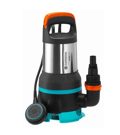 GARDENA Pompa Sommergibile 2 in 1 per Acque Chiare e Sporche 15000 - 550 W, Portata 15000 l/h, Aspirazione Fino a 1 mm, Granulometria 35 mm, Mod. 09048-20