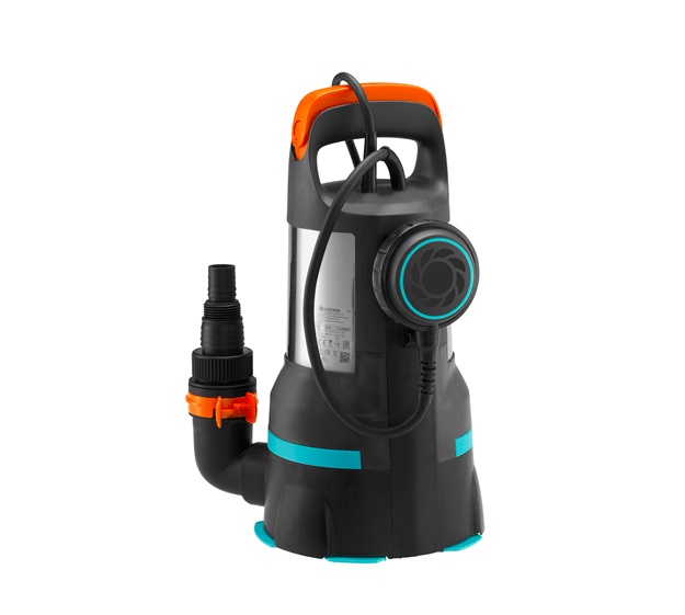 GARDENA Pompa Sommergibile 2 in 1 per Acque Chiare e Sporche 15000 - 550 W, Portata 15000 l/h, Aspirazione Fino a 1 mm, Granulometria 35 mm, Mod. 09048-20