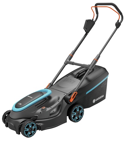 Gardena PowerMax 37/36V P4A - Tagliaerba a batteria 37 cm, fino a 350 m², motore brushless, capacità cesto 45 l