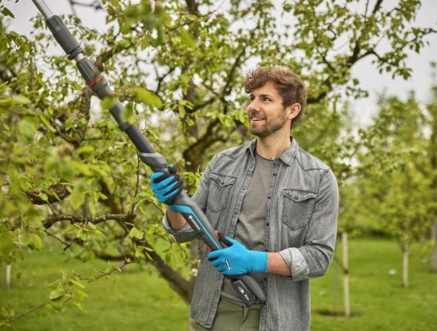 Gardena HighCut 250/18V P4A - Troncarami Telescopico a Batteria con Lunghezza Regolabile 210-250 cm e Diametro di Taglio Max 28 mm