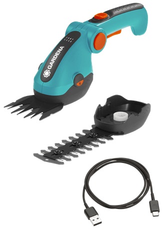 Gardena ComfortCut Li 9888-20 - Forbici a batteria per erba e siepi, 3.6V, 3Ah, impugnatura inclinabile con LED, cambio lama senza utensili