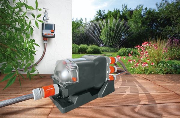 Gardena Distributore Automatico d'Acqua 1197-20 - 6 Vie, Ingombro Ridotto, Ideale per Bassa Pressione, Filetto 3/4 Pollice Esterno