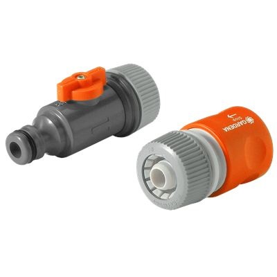 Gardena 1989-20 Kit di Raccordi per Tubo Poroso con Valvola di Regolazione e Acquastop - 2 pz