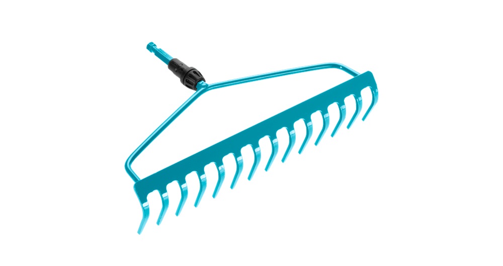 Gardena Rastrello Combisystem 3168-20 - Rastrello da Giardino Robusto a 14 Denti, Larghezza 36 cm, Costruzione a Doppio Arco
