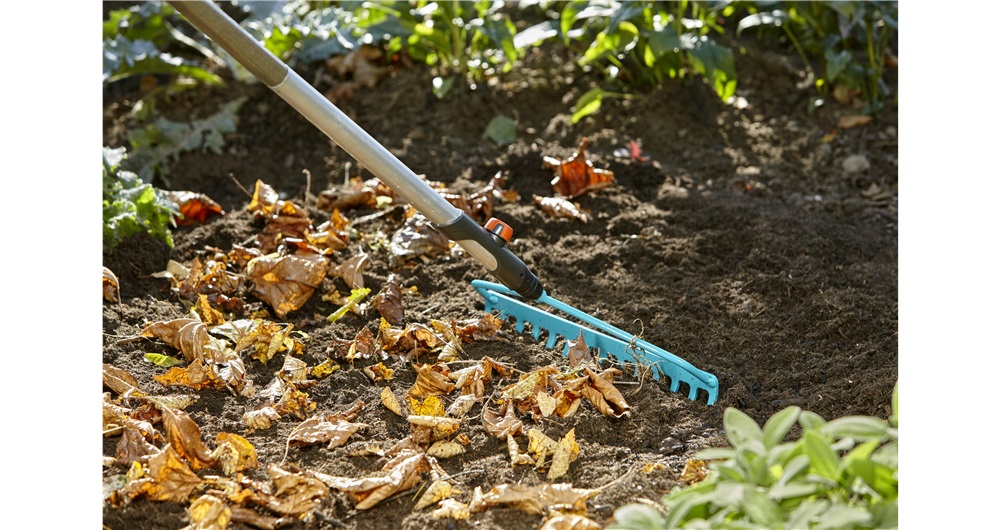 Gardena Rastrello Combisystem 3168-20 - Rastrello da Giardino Robusto a 14 Denti, Larghezza 36 cm, Costruzione a Doppio Arco