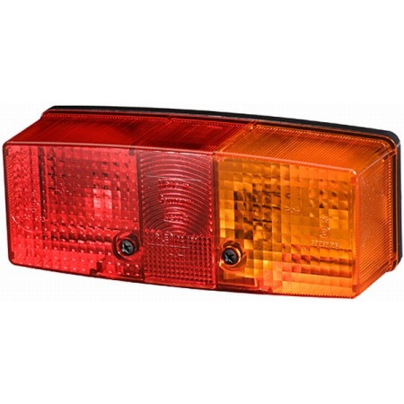 HELLA Luce posteriore 2SD 003 184-031 - Lampadine 24/12V, Montaggio esterno/avvitato, Colore rosso/giallo, Spina piatta, Sinistra, Funzioni: Luce del freno, Luce posteriore, Indicatore di direzione