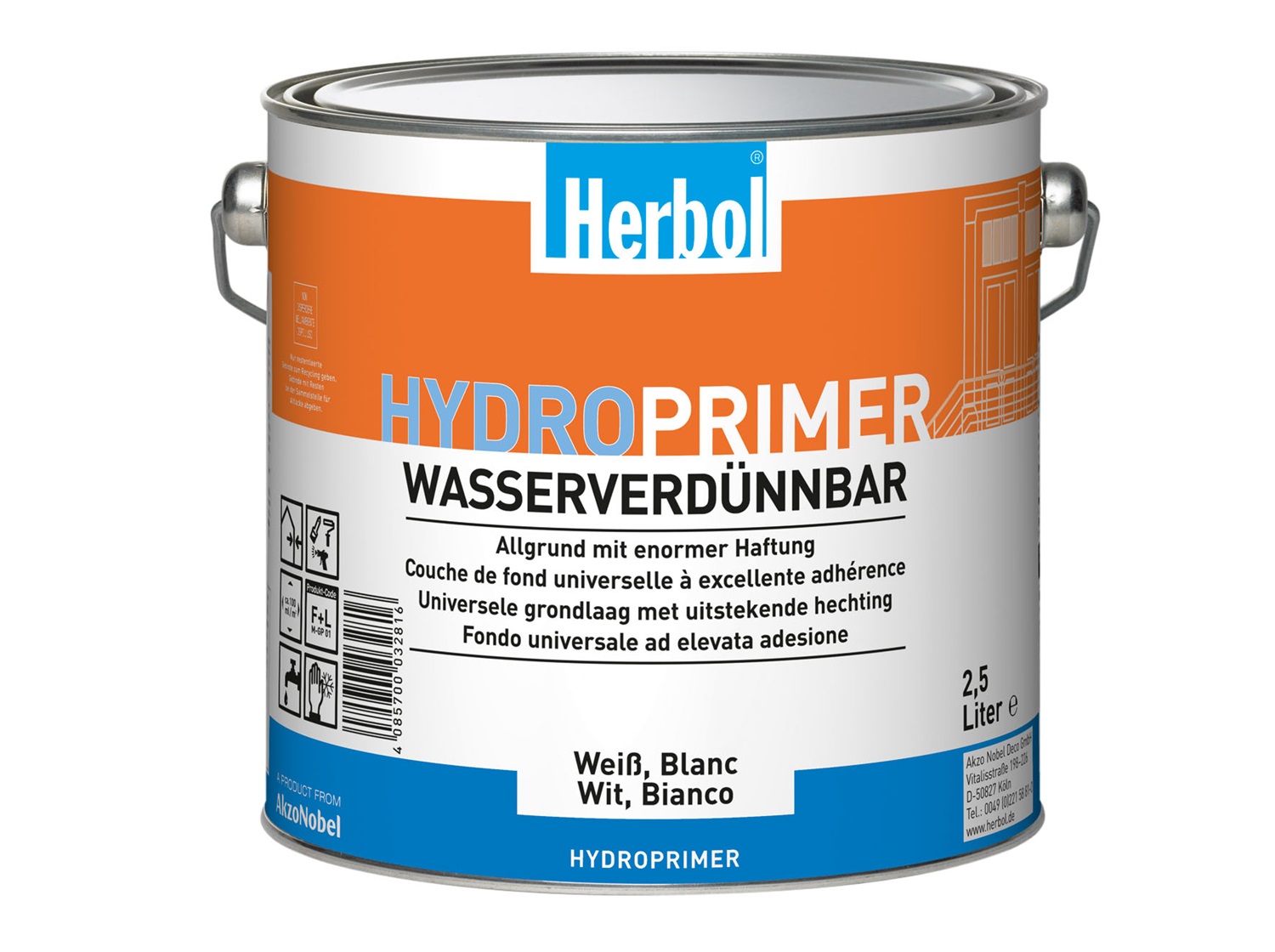 HERBOL HYDROPRIMER Fondo Universale Bianco 0,75 L - Elevata Adesione per Interni