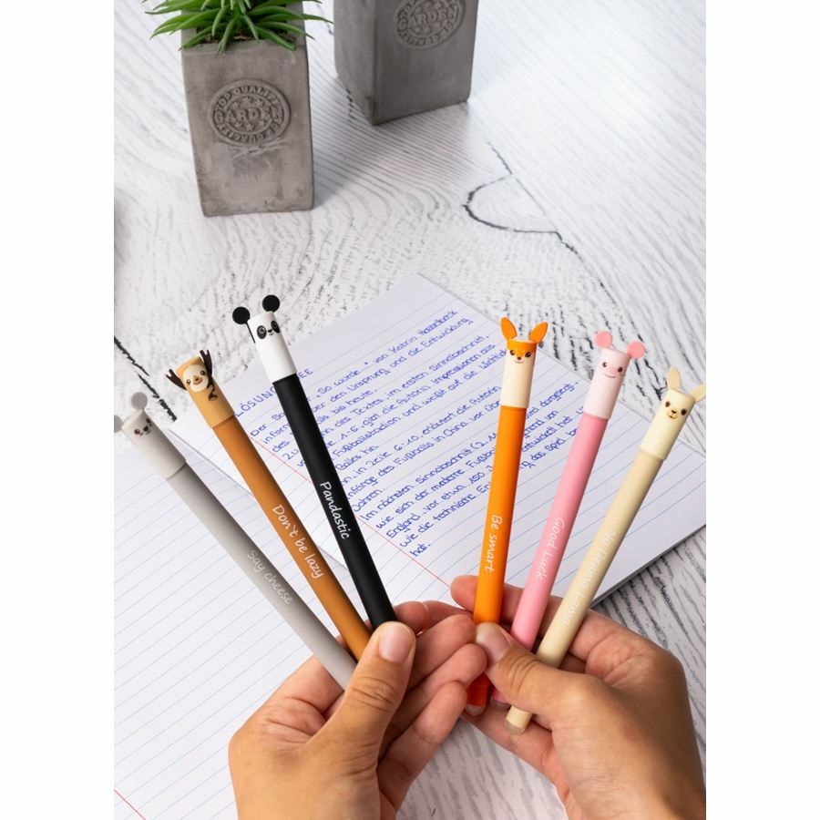 Eberhard Faber Penna Roller Gel Cancellabile Blu con Motivi di Animali - Tratto 0,7 mm - Ricaricabile