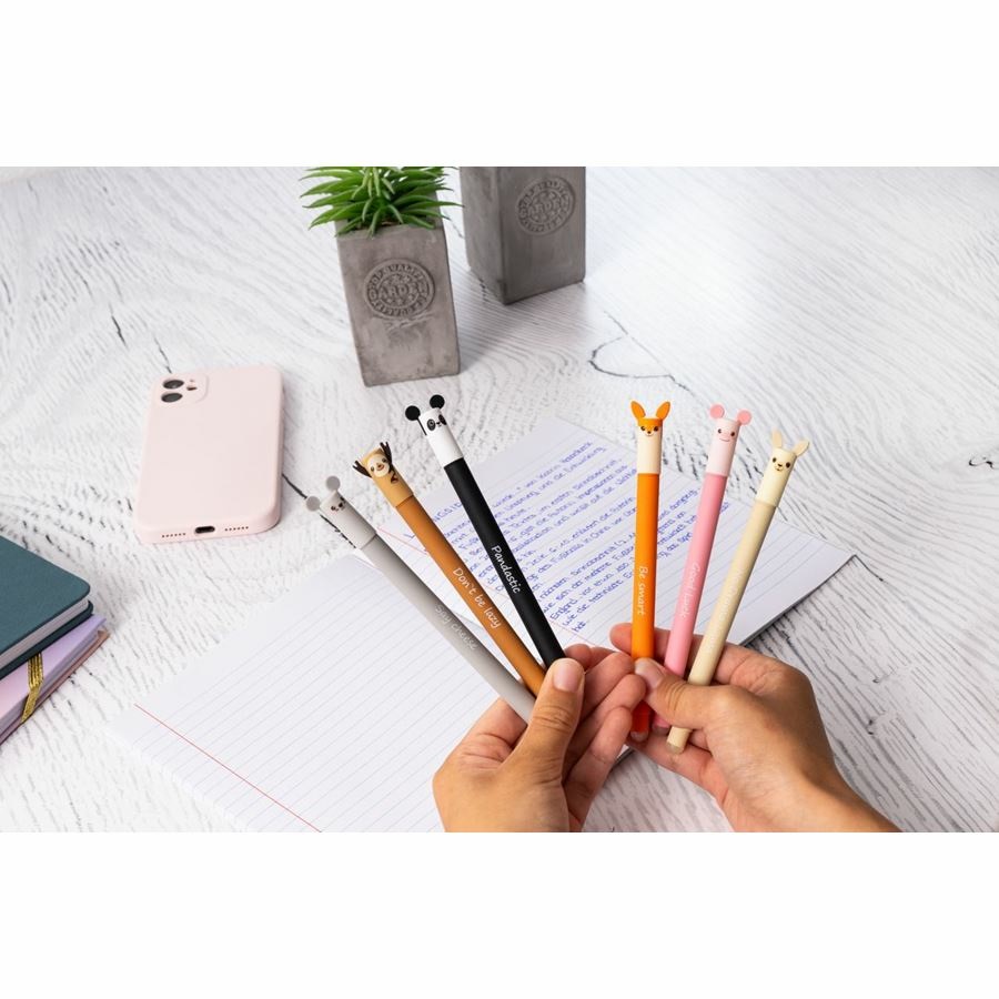 Eberhard Faber Penna Roller Gel Cancellabile Animal Pig Blu - Tratto 0,7 mm, Ricaricabile, Tocco Leggero