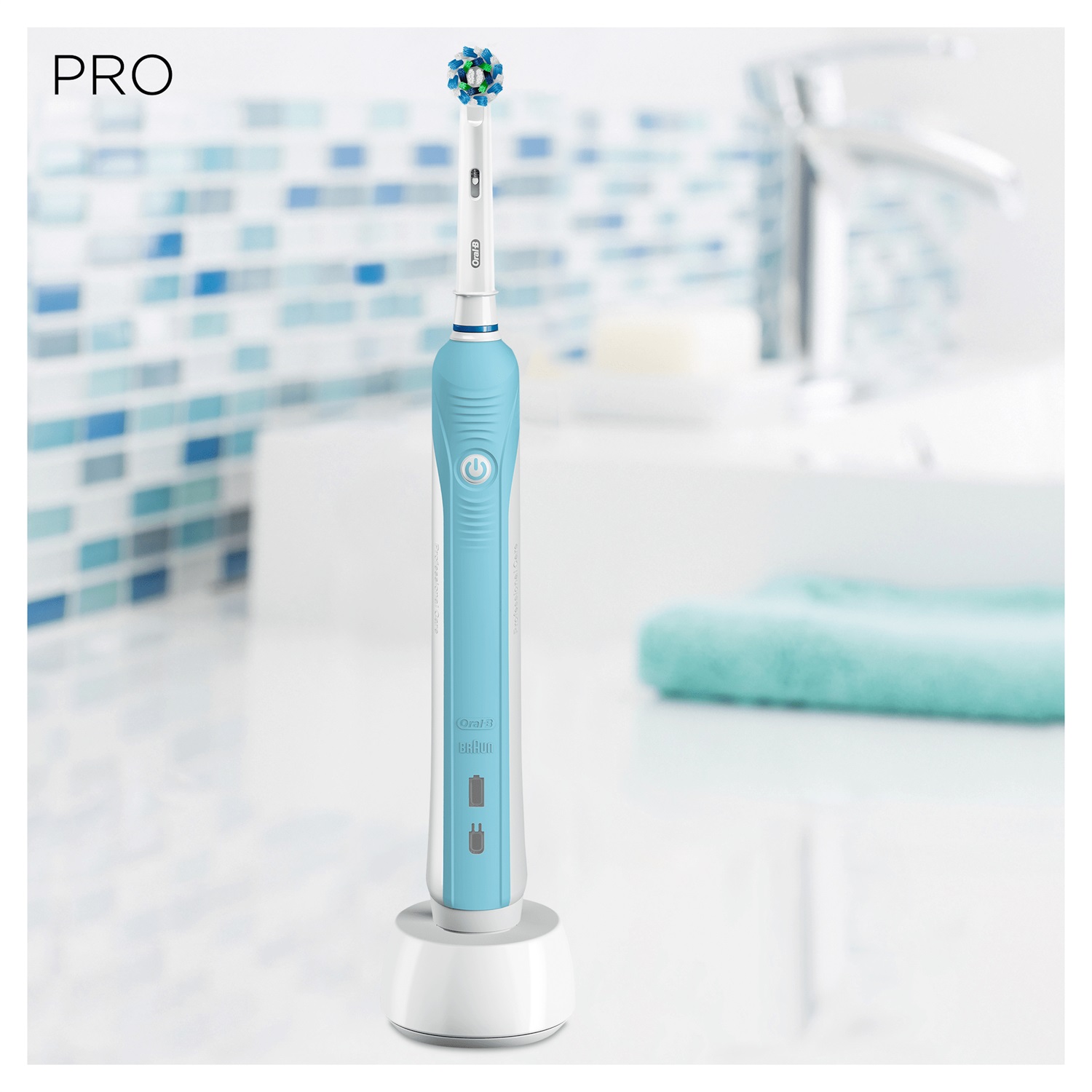 Oral-B Pro 1 700 Spazzolino Elettrico Ricaricabile con Tecnologia 3D, 1 Testina di Ricambio, Sensore di Pressione e Timer Professionale - Blu