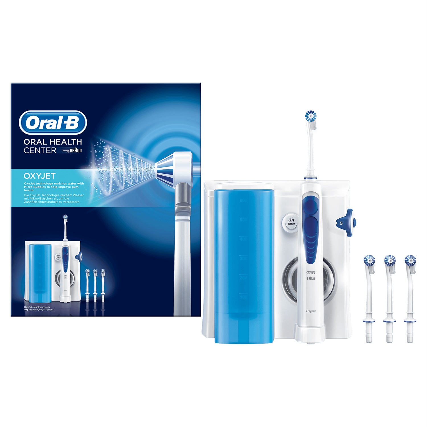 Oral-B Oxyjet MD20 Idropulsore con Tecnologia a Microbollicine, Doppio Getto e 4 Testine